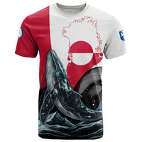 Greenland Whale T Shirt with Arctic Waves and Where the Ice Meets the Sky Text Design