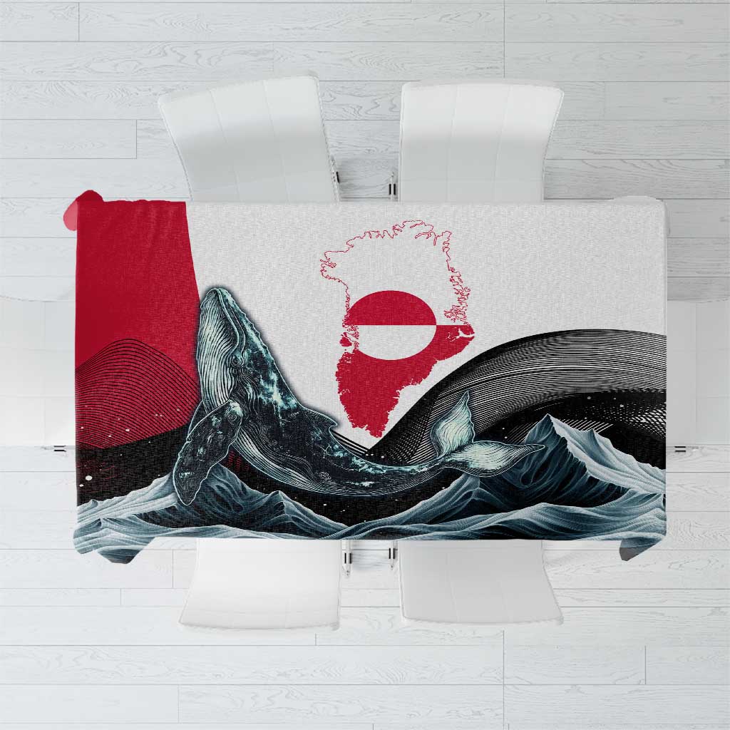 Greenland Whale Tablecloth with Arctic Waves and Where the Ice Meets the Sky Text Design