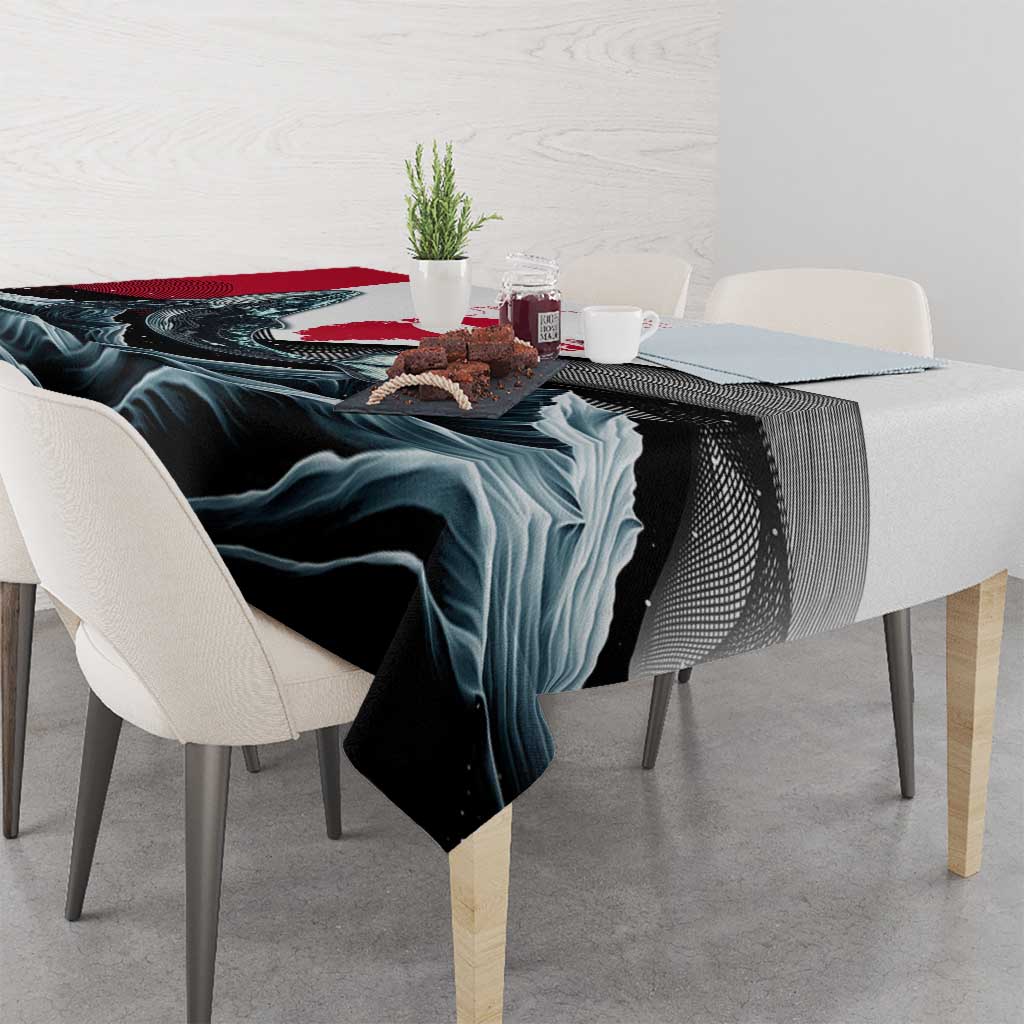 Greenland Whale Tablecloth with Arctic Waves and Where the Ice Meets the Sky Text Design