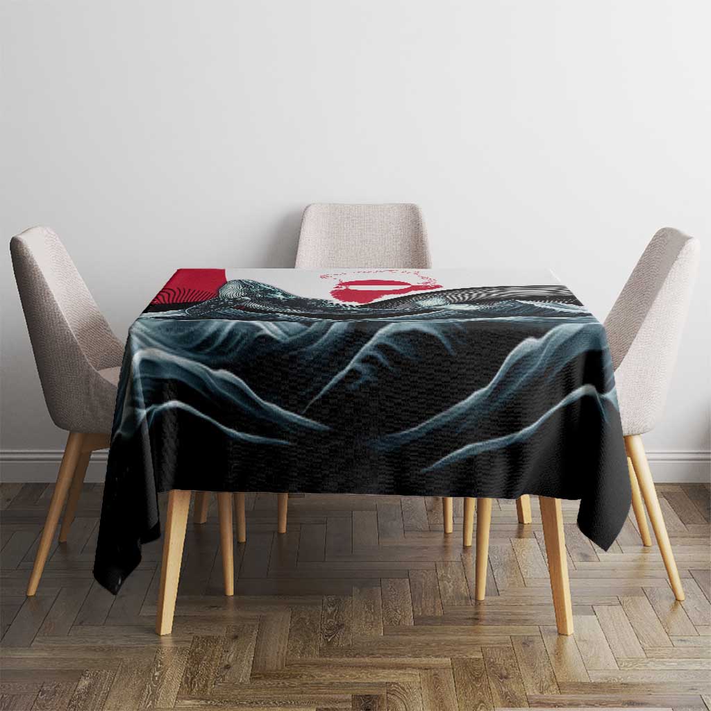 Greenland Whale Tablecloth with Arctic Waves and Where the Ice Meets the Sky Text Design