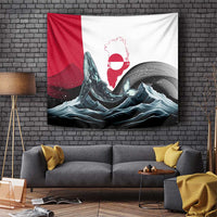 Greenland Whale Tapestry with Arctic Waves and Where the Ice Meets the Sky Text Design