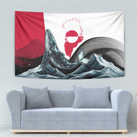 Greenland Whale Tapestry with Arctic Waves and Where the Ice Meets the Sky Text Design