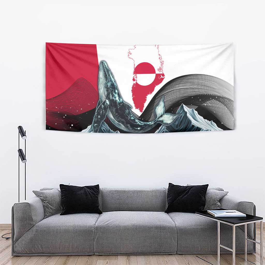 Greenland Whale Tapestry with Arctic Waves and Where the Ice Meets the Sky Text Design