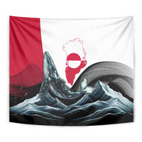 Greenland Whale Tapestry with Arctic Waves and Where the Ice Meets the Sky Text Design