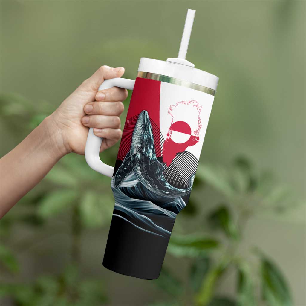 Greenland Whale Tumbler With Handle with Arctic Waves and Where the Ice Meets the Sky Text Design