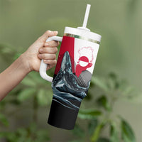 Greenland Whale Tumbler With Handle with Arctic Waves and Where the Ice Meets the Sky Text Design