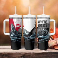 Greenland Whale Tumbler With Handle with Arctic Waves and Where the Ice Meets the Sky Text Design