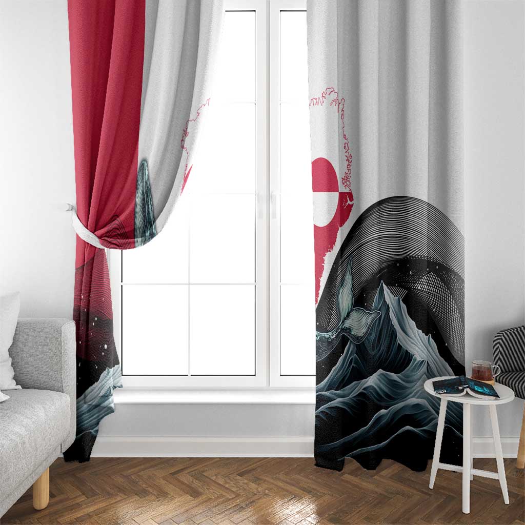 Greenland Whale Window Curtain with Arctic Waves and Where the Ice Meets the Sky Text Design