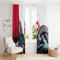 Greenland Whale Window Curtain with Arctic Waves and Where the Ice Meets the Sky Text Design