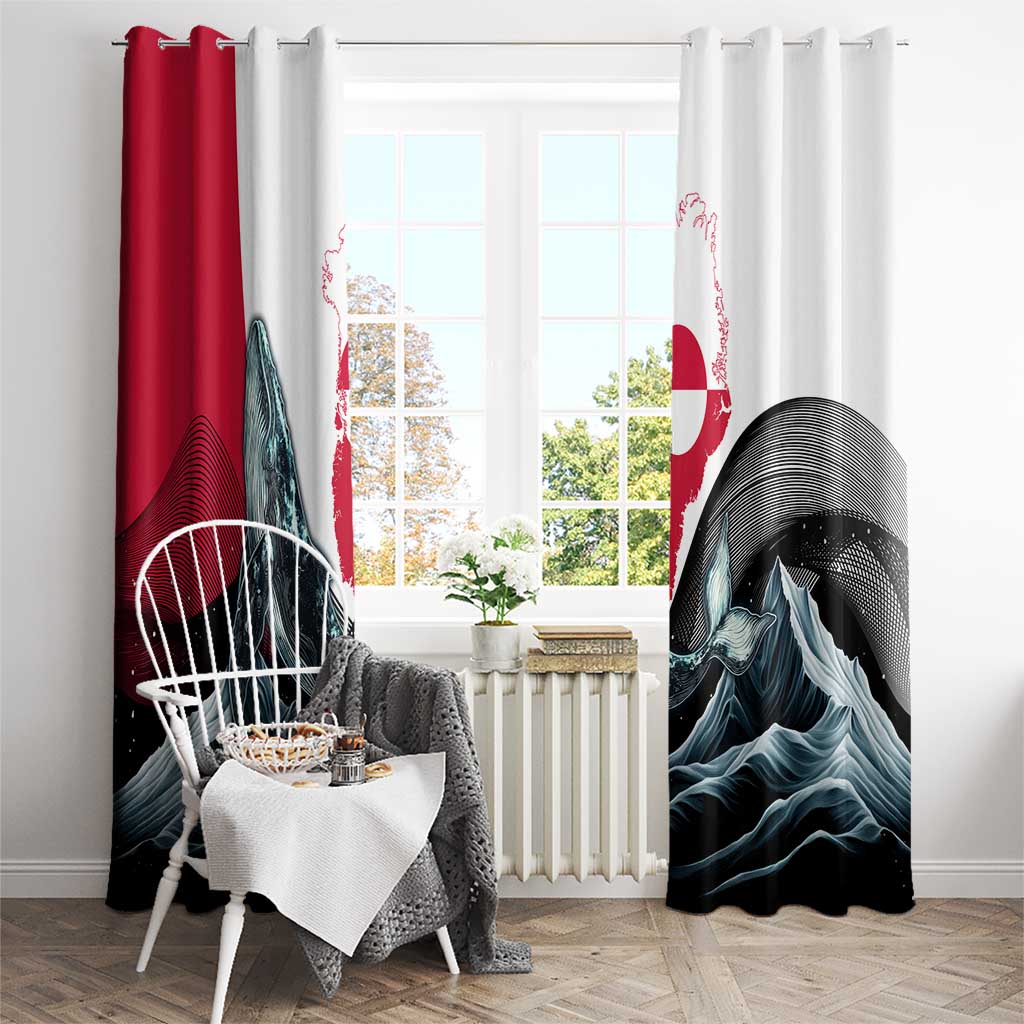 Greenland Whale Window Curtain with Arctic Waves and Where the Ice Meets the Sky Text Design