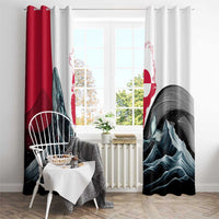 Greenland Whale Window Curtain with Arctic Waves and Where the Ice Meets the Sky Text Design
