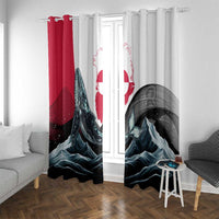 Greenland Whale Window Curtain with Arctic Waves and Where the Ice Meets the Sky Text Design