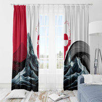 Greenland Whale Window Curtain with Arctic Waves and Where the Ice Meets the Sky Text Design