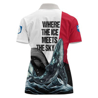 Greenland Whale Women Polo Shirt with Arctic Waves and Where the Ice Meets the Sky Text Design