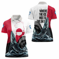 Greenland Whale Women Polo Shirt with Arctic Waves and Where the Ice Meets the Sky Text Design