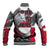 Greenland Baseball Jacket with Arctic Fox, Mountains, and Frozen Yet Fierce Text Design