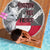 Greenland Beach Blanket with Arctic Fox, Mountains, and Frozen Yet Fierce Text Design