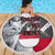 Greenland Beach Blanket with Arctic Fox, Mountains, and Frozen Yet Fierce Text Design