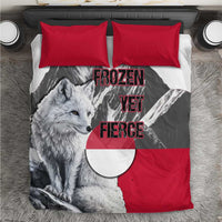 Greenland Bedding Set with Arctic Fox, Mountains, and Frozen Yet Fierce Text Design
