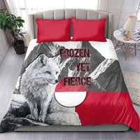 Greenland Bedding Set with Arctic Fox, Mountains, and Frozen Yet Fierce Text Design