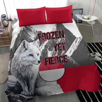 Greenland Bedding Set with Arctic Fox, Mountains, and Frozen Yet Fierce Text Design
