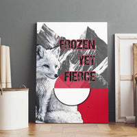 Greenland Canvas Wall Art with Arctic Fox, Mountains, and Frozen Yet Fierce Text Design