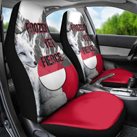 Greenland Car Seat Cover with Arctic Fox, Mountains, and Frozen Yet Fierce Text Design