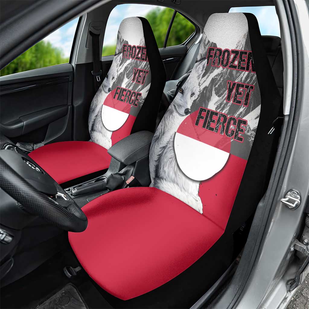 Greenland Car Seat Cover with Arctic Fox, Mountains, and Frozen Yet Fierce Text Design