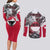 Greenland Couples Matching Long Sleeve Bodycon Dress and Long Sleeve Button Shirt with Arctic Fox, Mountains, and Frozen Yet Fierce Text Design