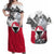 Greenland Couples Matching Off Shoulder Maxi Dress and Hawaiian Shirt with Arctic Fox, Mountains, and Frozen Yet Fierce Text Design