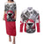 Greenland Couples Matching Puletasi and Long Sleeve Button Shirt with Arctic Fox, Mountains, and Frozen Yet Fierce Text Design