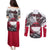 Greenland Couples Matching Puletasi and Long Sleeve Button Shirt with Arctic Fox, Mountains, and Frozen Yet Fierce Text Design
