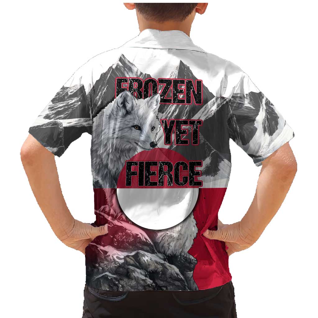 Greenland Family Matching Mermaid Dress and Hawaiian Shirt with Arctic Fox, Mountains, and Frozen Yet Fierce Text Design