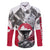 Greenland Family Matching Off Shoulder Short Dress and Hawaiian Shirt with Arctic Fox, Mountains, and Frozen Yet Fierce Text Design