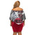 Greenland Family Matching Off Shoulder Short Dress and Hawaiian Shirt with Arctic Fox, Mountains, and Frozen Yet Fierce Text Design