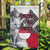 Greenland Garden Flag with Arctic Fox, Mountains, and Frozen Yet Fierce Text Design