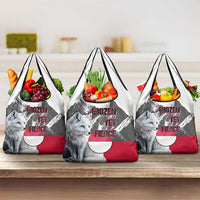 Greenland Grocery Bag with Arctic Fox, Mountains, and Frozen Yet Fierce Text Design