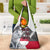 Greenland Grocery Bag with Arctic Fox, Mountains, and Frozen Yet Fierce Text Design