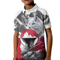 Greenland Kid Polo Shirt with Arctic Fox, Mountains, and Frozen Yet Fierce Text Design
