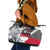 Greenland Leather Tote Bag with Arctic Fox, Mountains, and Frozen Yet Fierce Text Design
