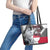 Greenland Leather Tote Bag with Arctic Fox, Mountains, and Frozen Yet Fierce Text Design