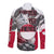 Greenland Long Sleeve Button Shirt with Arctic Fox, Mountains, and Frozen Yet Fierce Text Design