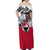 Greenland Off Shoulder Maxi Dress with Arctic Fox, Mountains, and Frozen Yet Fierce Text Design