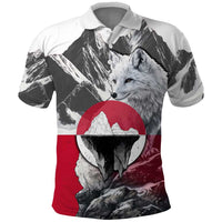 Greenland Polo Shirt with Arctic Fox, Mountains, and Frozen Yet Fierce Text Design