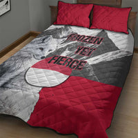 Greenland Quilt Bed Set with Arctic Fox, Mountains, and Frozen Yet Fierce Text Design