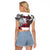 Greenland Raglan Cropped T Shirt with Arctic Fox, Mountains, and Frozen Yet Fierce Text Design