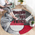 Greenland Round Carpet with Arctic Fox, Mountains, and Frozen Yet Fierce Text Design