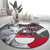 Greenland Round Carpet with Arctic Fox, Mountains, and Frozen Yet Fierce Text Design