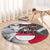 Greenland Round Carpet with Arctic Fox, Mountains, and Frozen Yet Fierce Text Design