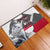 Greenland Rubber Doormat with Arctic Fox, Mountains, and Frozen Yet Fierce Text Design